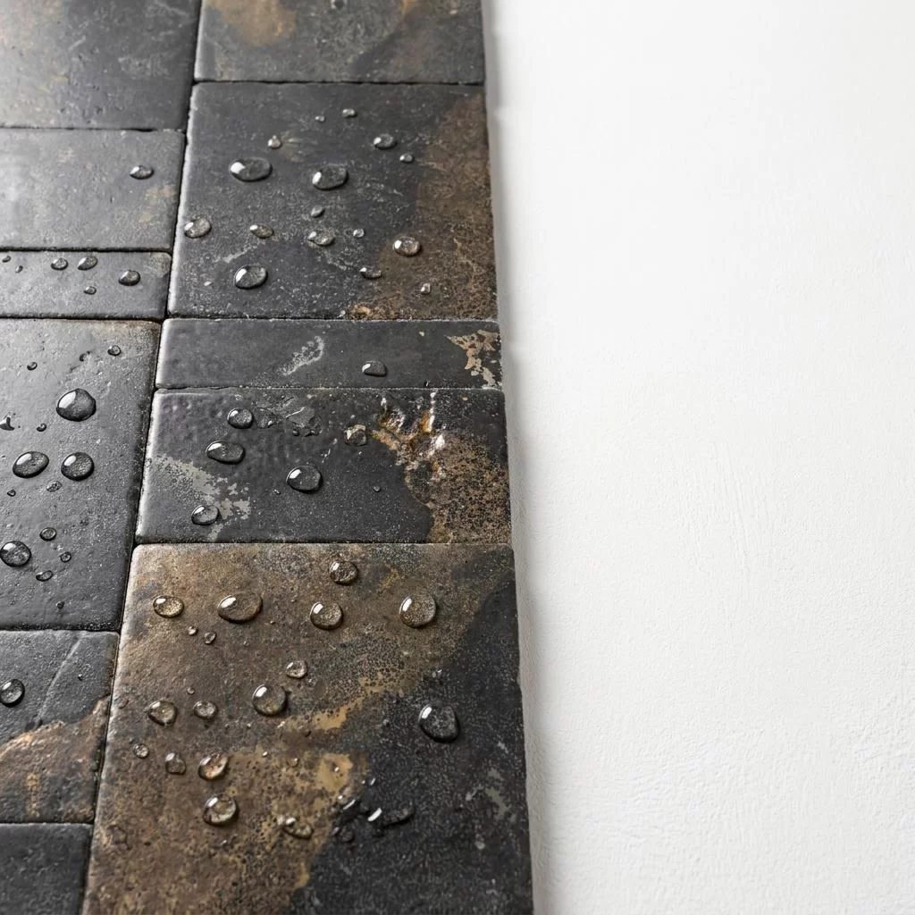 Metallic-Finish Oxidized Porcelain Tiles