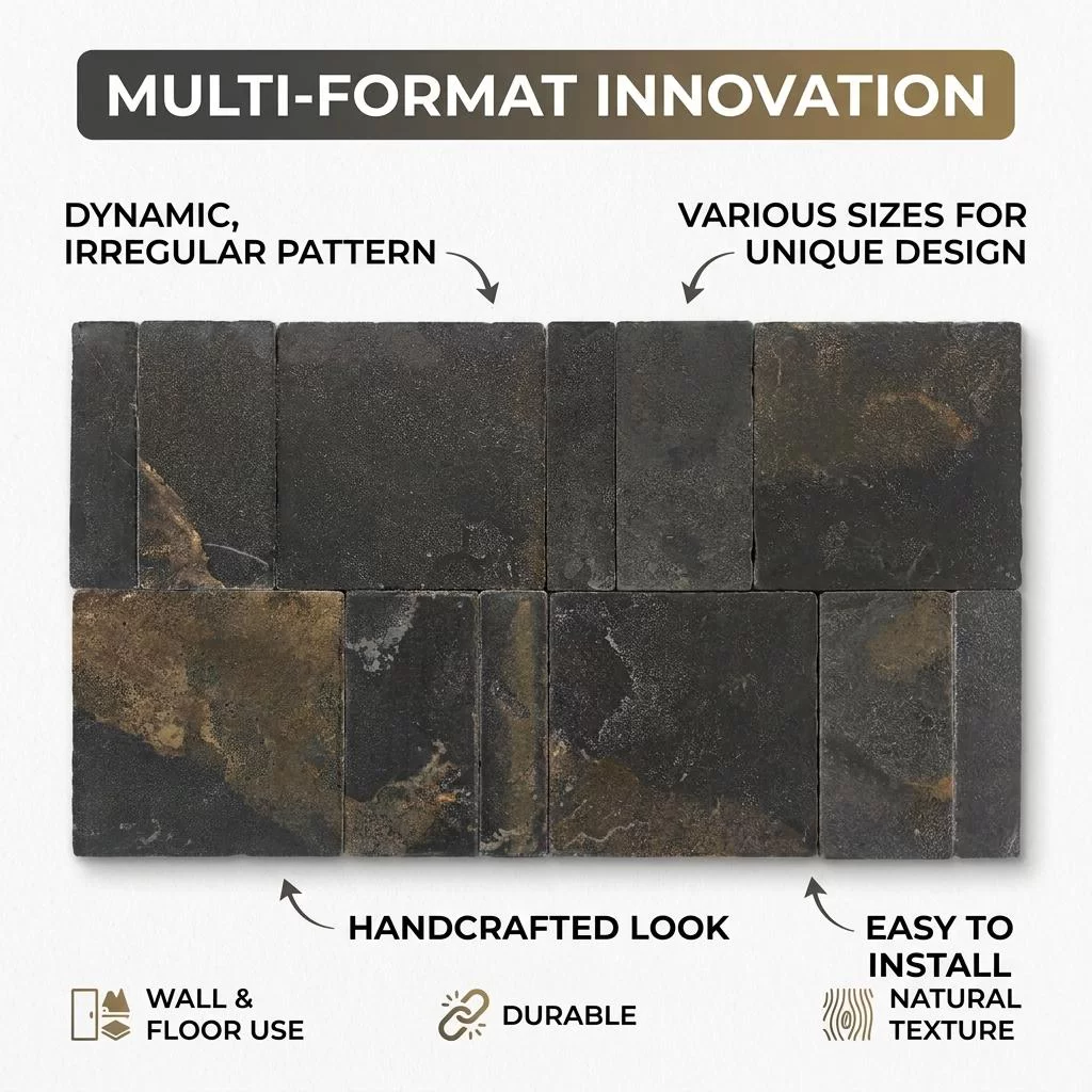 Metallic-Finish Oxidized Porcelain Tiles
