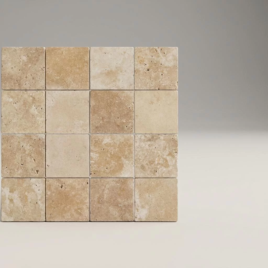 Premium Natural Travertine Tumbled Square Tiles