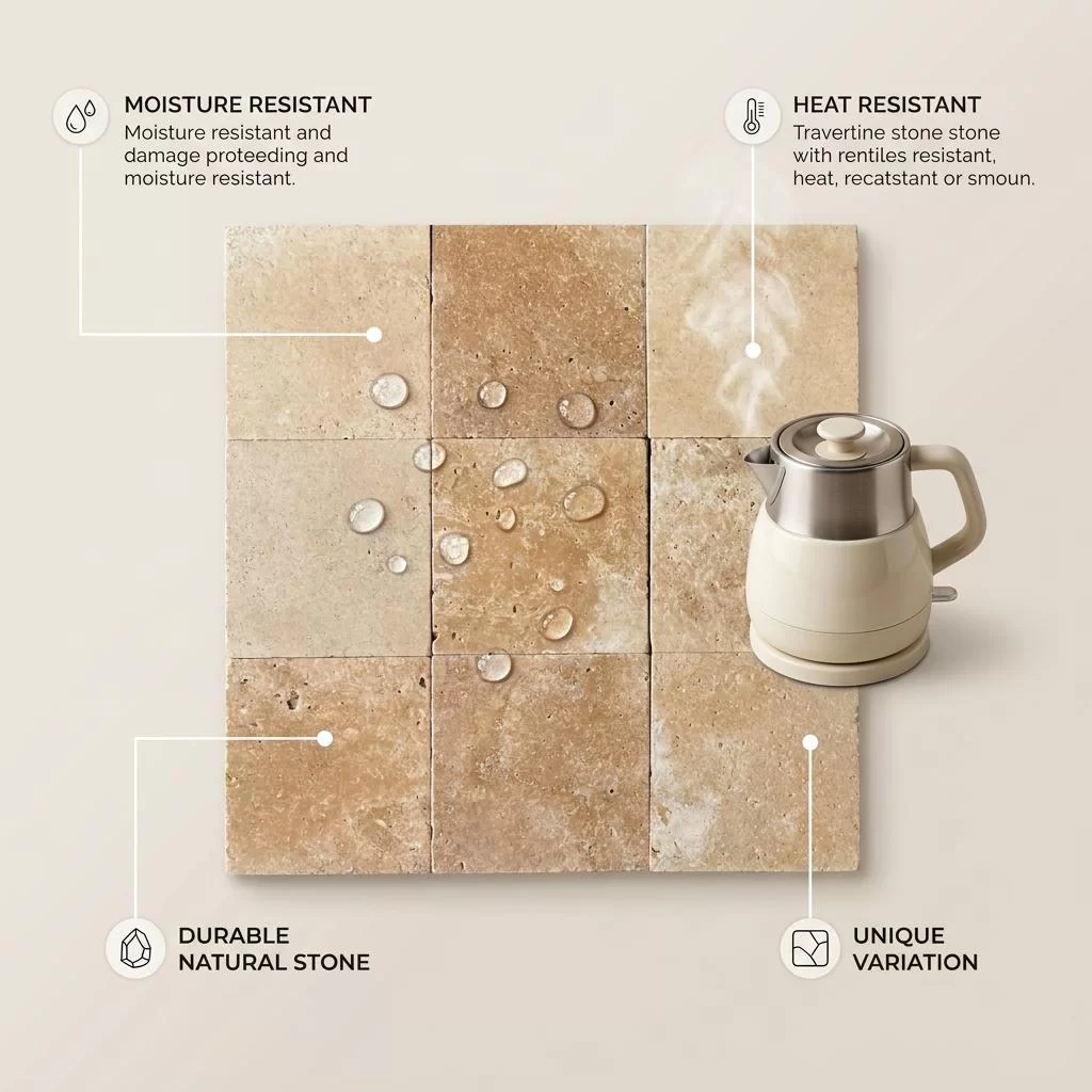 Premium Natural Travertine Tumbled Square Tiles