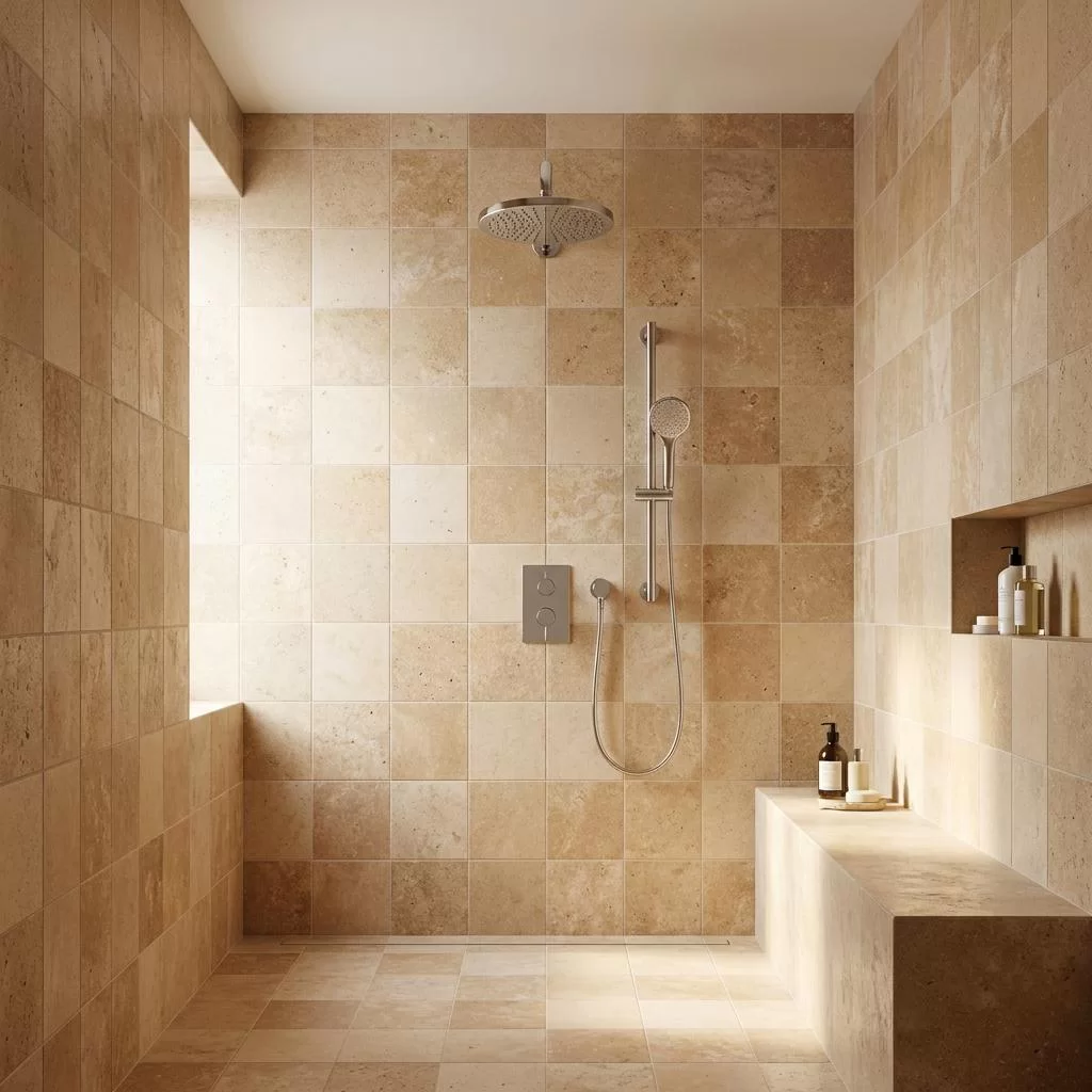 Premium Natural Travertine Tumbled Square Tiles
