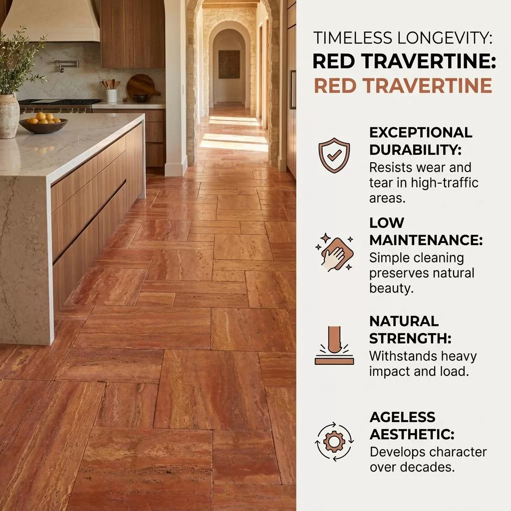 Premium Vein-Cut Red Travertine Natural Stone