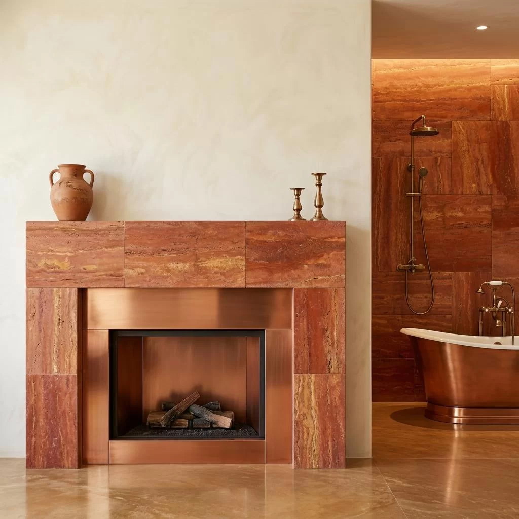 Premium Vein-Cut Red Travertine Natural Stone