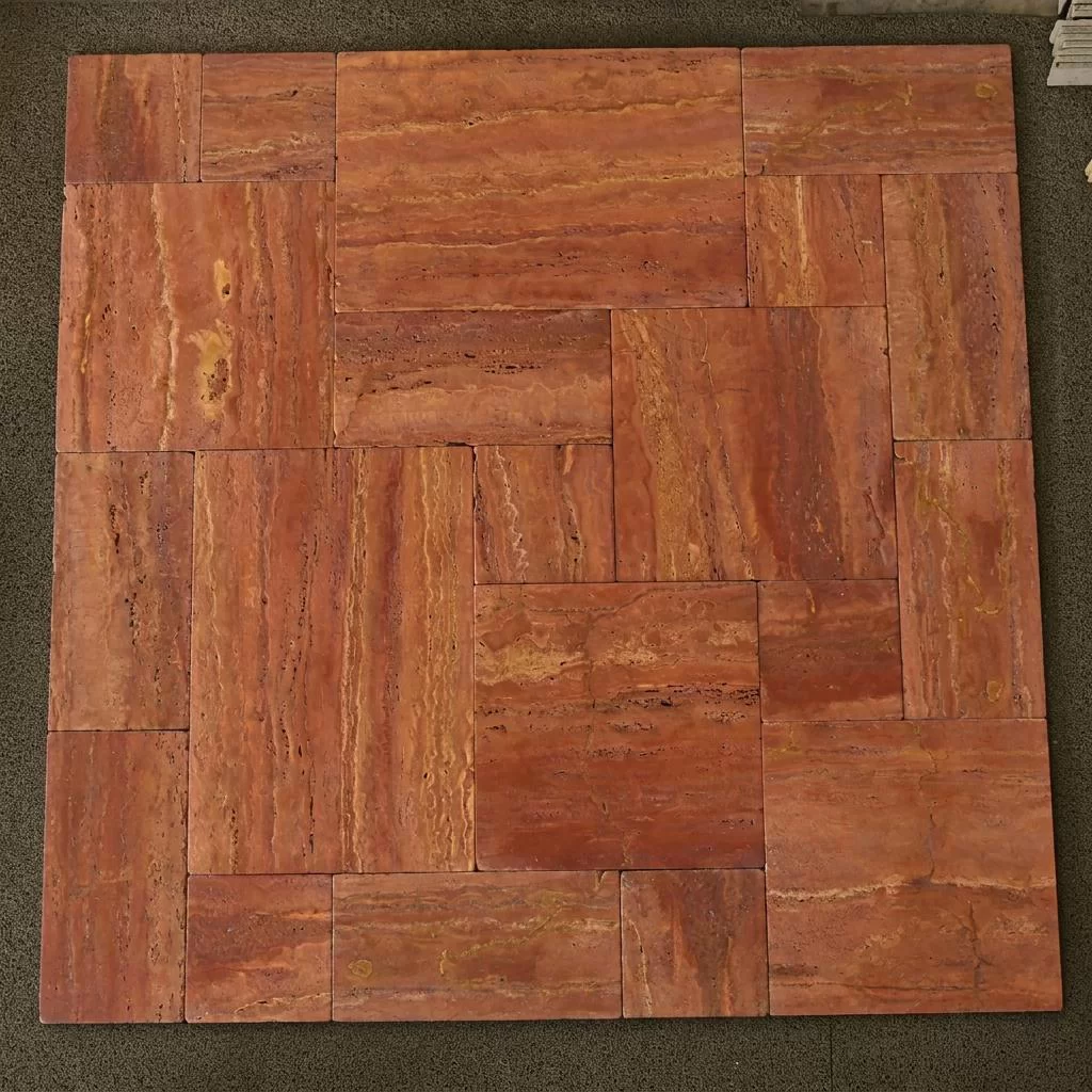 Premium Vein-Cut Red Travertine Natural Stone