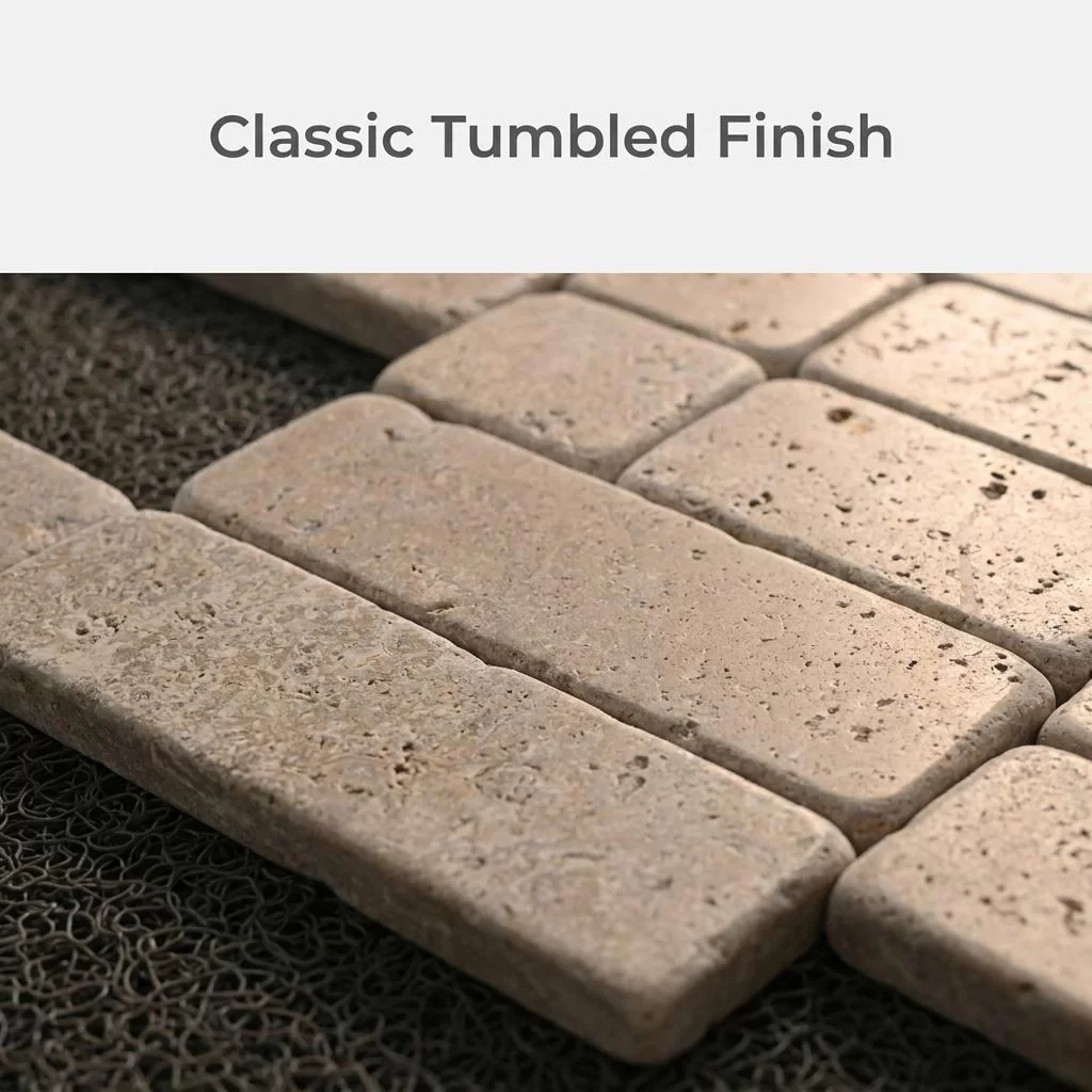 Premium Tumbled Travertine Subway Mosaic Tiles