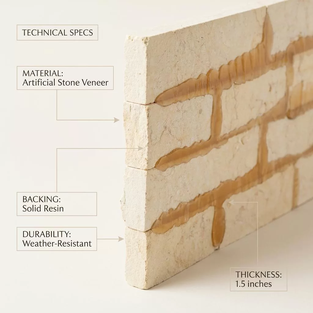 Cream Beige Stacked Stone Veneer Corner Panel