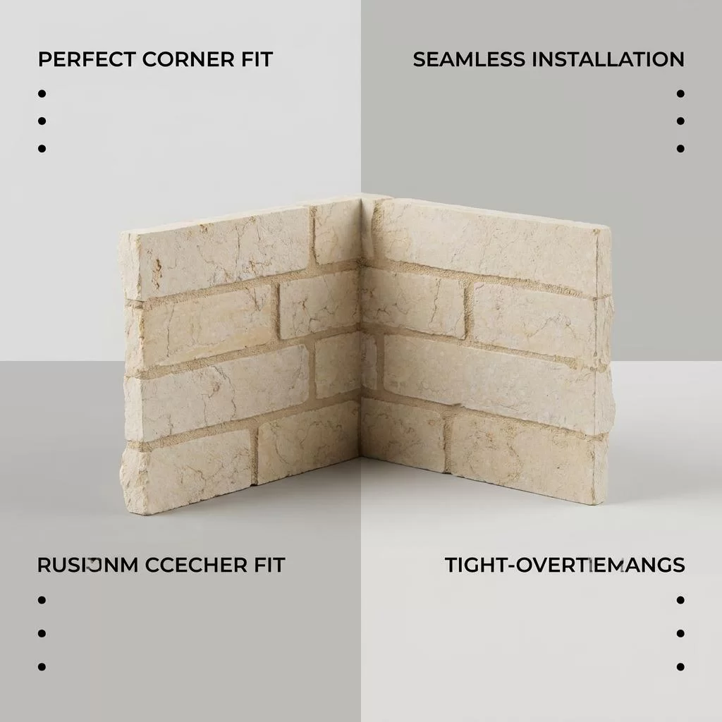 Cream Beige Stacked Stone Veneer Corner Panel