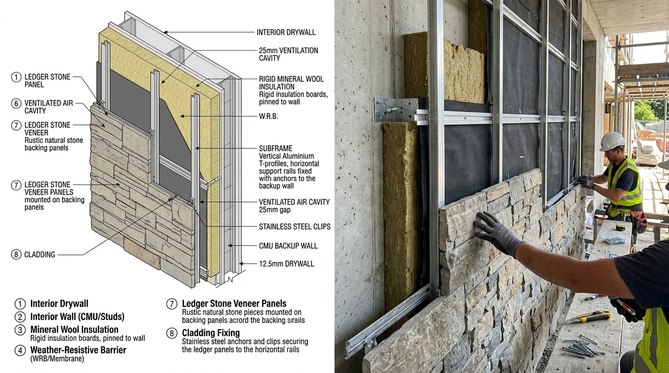Thermal Insulation Rainscreen Stone System