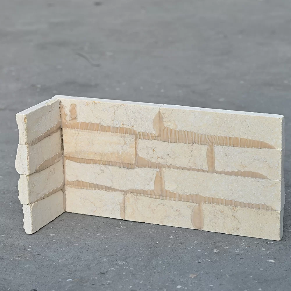Cream Beige Stacked Stone Veneer Corner Panel